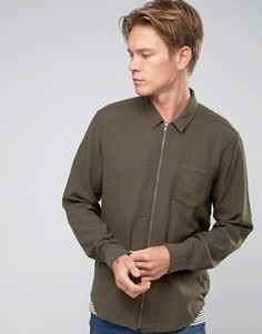 Рубашка стандартного кроя цвета хаки на молнии ASOS - Зеленый