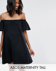 Платье мини с открытыми плечами ASOS Maternity TALL - Черный