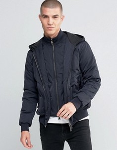 Темно-синяя водонепроницаемая куртка с капюшоном и вставкой Armani Jeans - Темно-синий