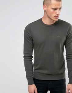 Зеленый джемпер с круглым вырезом и логотипом Armani Jeans - Зеленый