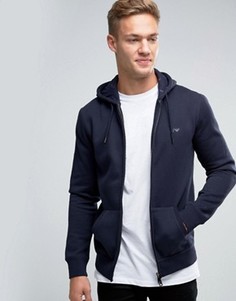 Темно-синее худи на молнии с логотипом Armani Jeans - Темно-синий