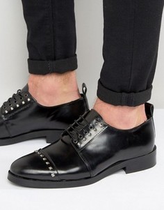 Черные кожаные туфли дерби с заклепками ASOS - Черный