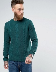 Джемпер с добавлением шерсти с вязкой косичкой ASOS - Зеленый