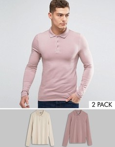 2 облегающих поло с длинными рукавами ASOS - СКИДКА 18 - Мульти