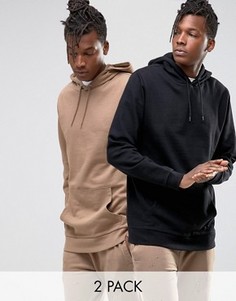 2 удлиненных худи (бежевое/ черное) ASOS - СКИДКА - Мульти