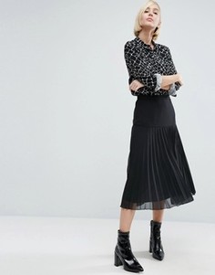 Юбка миди с плиссированной баской ASOS - Черный