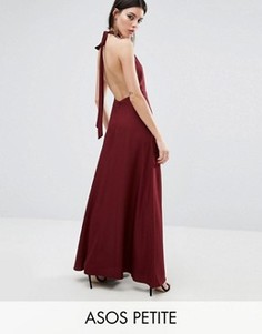 Платье макси с открытой спиной для миниатюрных ASOS PETITE - Красный