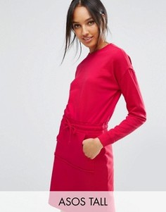 Трикотажное платье с карманом-кенгуру ASOS TALL - Красный
