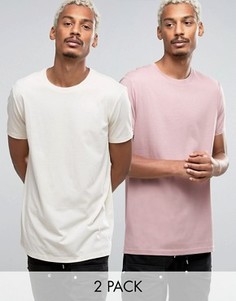 2 длинных футболки (бежевая, розовая) ASOS - СКИДКА - Мульти