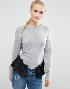 Джемпер с тканой кромкой‑оборкой ASOS - Серый