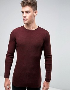 Удлиненный джемпер облегающего кроя в рубчик ASOS - Красный