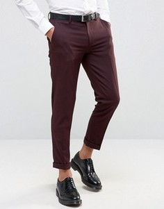 Бордовые укороченные брюки скинни ASOS - Фиолетовый