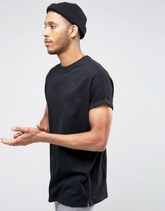 Длинная черная футболка ASOS - Черный