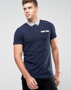 Темно-синяя футболка-поло с контрастным воротником Hilfiger Denim - Темно-синий