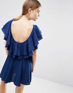 Приталенное платье мини с открытой спиной ASOS - Синий