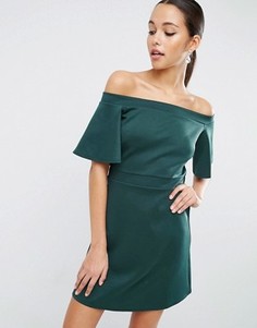 Платье мини с открытыми плечами ASOS Scuba - Зеленый