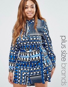 Платье-рубашка с платочным принтом AX Paris Plus - Синий