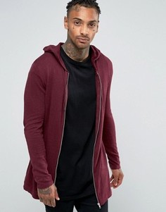 Красное удлиненное худи на молнии ASOS - Красный