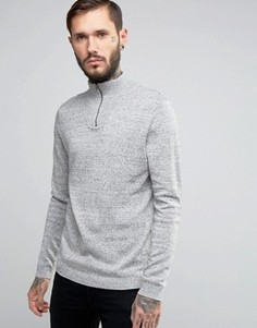 Cерый меланжевый джемпер из хлопка с воротником-трубой ASOS - Серый
