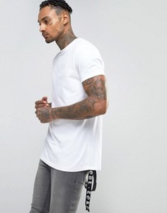 Длинная футболка с принтом на ленте ASOS - Белый