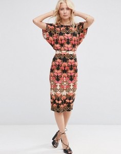 Облегающее платье с винтажным цветочным принтом ASOS - Мульти