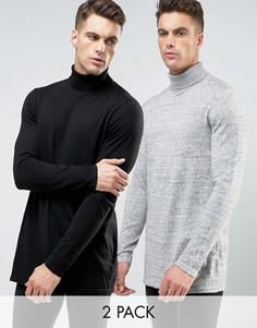 2 длинных джемпер с отворачивающимся воротом (черный/серый) ASOS - СКИДКА - Мульти