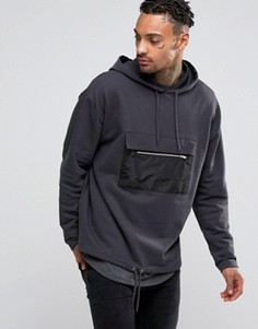 Худи с затягивающимся шнурком на кромке и молнией на кармане ASOS - Зеленый