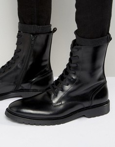 Кожаные ботинки в стиле милитари на шнуровке Zign - Черный