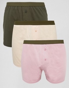 Комплект из 3 трикотажных боксеров ASOS - СКИДКА - Розовый