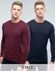 2 хлопковых джемпера (бордовый/темно-синий) ASOS - СКИДКА - Мульти