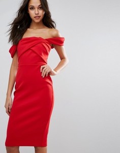 Платье-футляр с открытыми плечами и складками ASOS - Красный