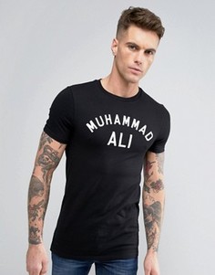 Обтягивающая футболка с принтом Muhammad Ali ASOS - Черный