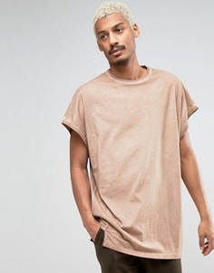 Свободная футболка без рукавов из плотного трикотажа ASOS - Коричневый