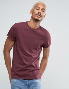 Красная облегающая футболка с отворотами на рукавах ASOS - Красный