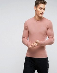 Розовый хлопковый джемпер с круглым вырезом ASOS - Розовый