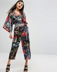 Атласный комбинезон с принтом ASOS - Мульти