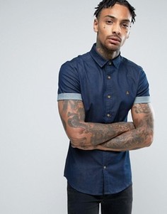 Джинсовая зауженная рубашка с логотипом ASOS - Темно-синий