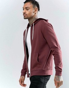 Бордовое худи на молнии ASOS - Красный