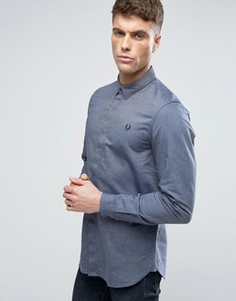 Темно-синяя узкая рубашка со скрытой планкой Fred Perry - Темно-синий