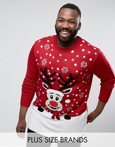 Красный музыкальный джемпер с оленем Duke PLUS Christmas - Красный