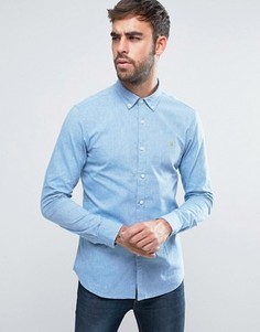 Голубая оксфордская рубашка с 2-цветным плетением Farah Steen - Синий