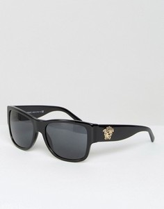 Квадратные солнцезащитные очки с логотипом-медузой на дужках Versace - Черный