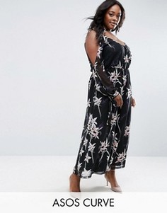 Комбинезон с открытыми плечами и цветочным принтом ASOS CURVE - Мульти