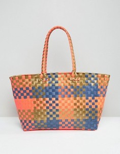 Разноцветная плетеная сумка-шоппер ASOS BEACH - Мульти
