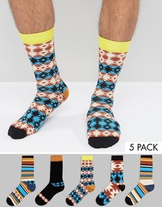 5 пар носков с ацтекским узором ASOS - Мульти