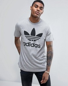 Серая футболка с логотипом-трилистником adidas Originals BK7466 - Серый