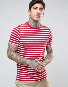 Красно-белая узкая футболка в бретонскую полоску Farah Lennox - Красный