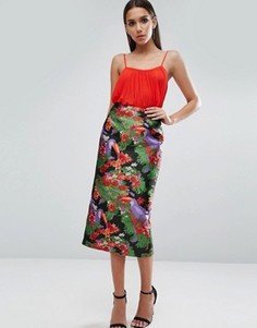 Жаккардовая юбка-карандаш с пеликанами ASOS - Мульти