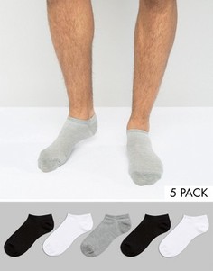 5 пар низких носков из вафельного трикотажа ASOS - Мульти