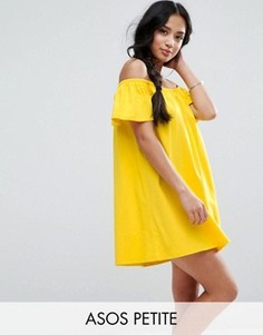 Платье мини с открытыми плечами ASOS PETITE - Желтый